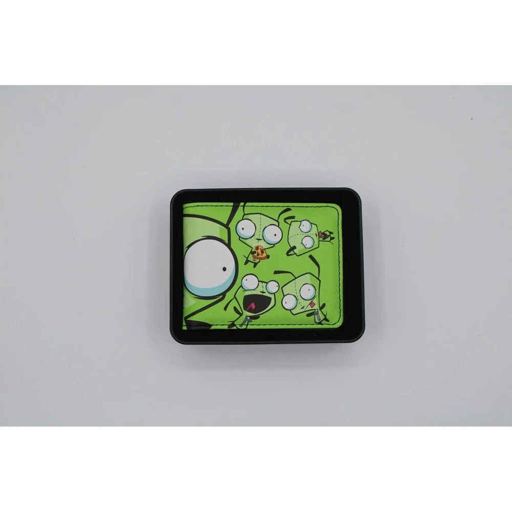 Bi-Fold Wallet - Invader Zim GIR Split Close-Up and Poses Blue/Green